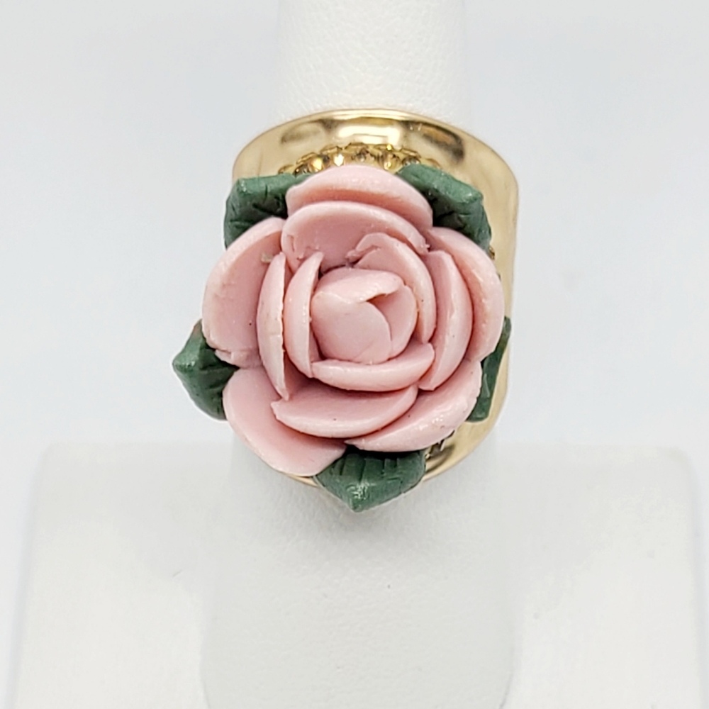 Pink Rose Flower Fashion Jewelry Ring
